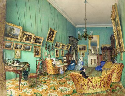 Innenansicht eines Wohnzimmers, 1847 von Luigi Premazzi